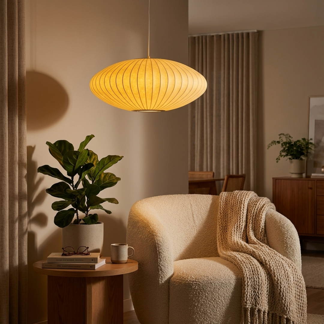 Pendant Light | Ribbed Oval Design