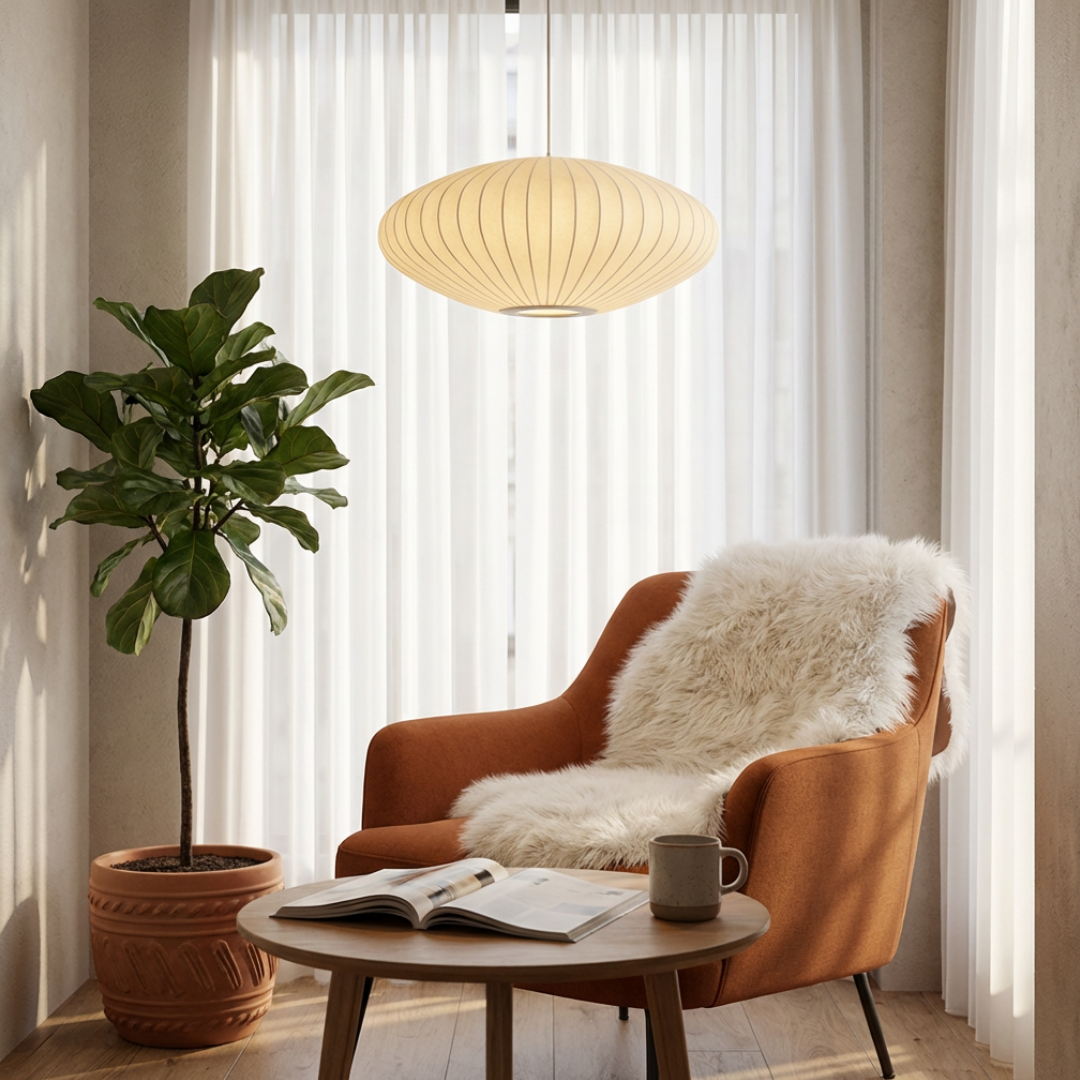 Pendant Light | Ribbed Oval Design