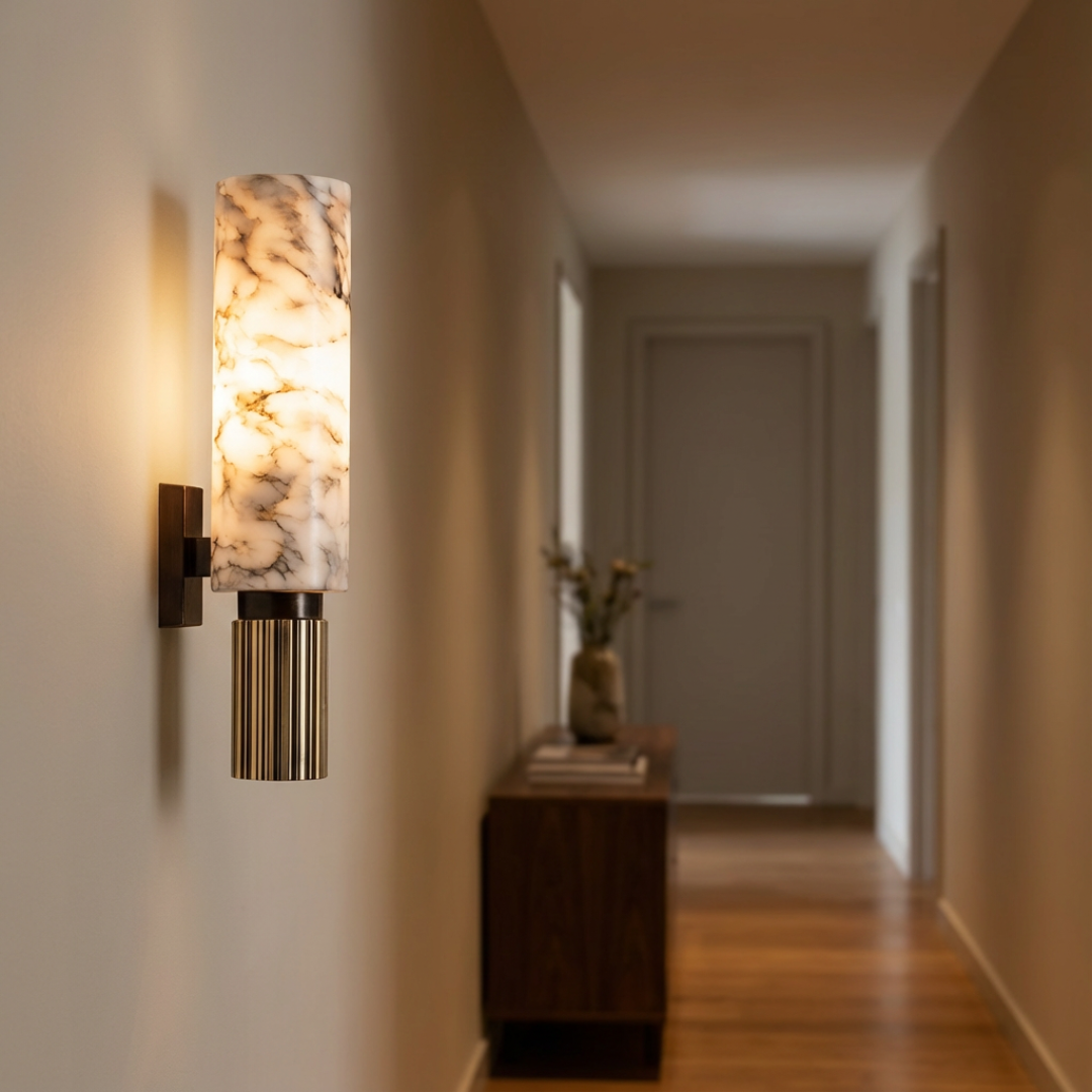Wall Light | Marble Cylinder Design