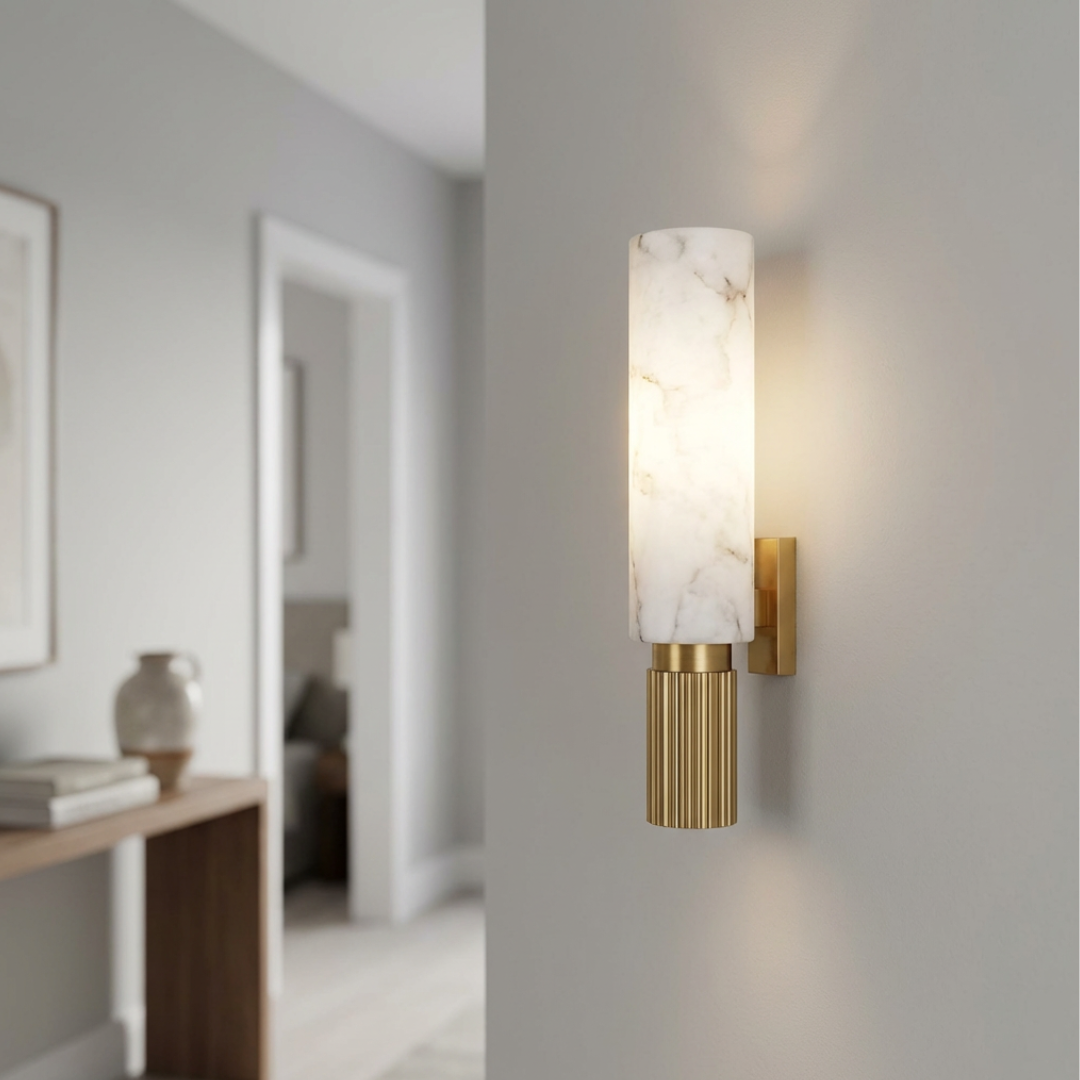 Wall Light | Marble Cylinder Design